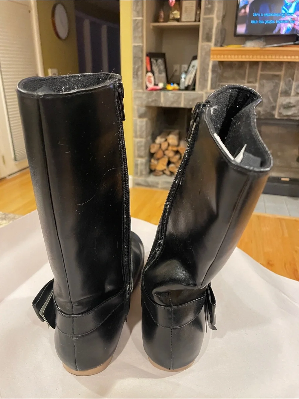 Gymboree Black Girls Tall Faux-Leather Boots with Side Bow